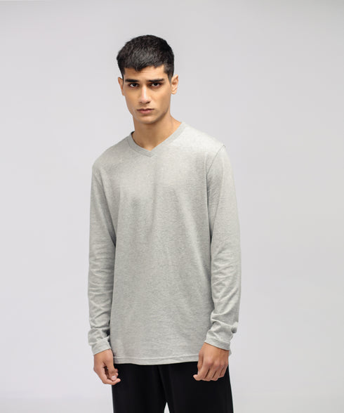 Men's Basic Long Sleeve V-Neck Tee